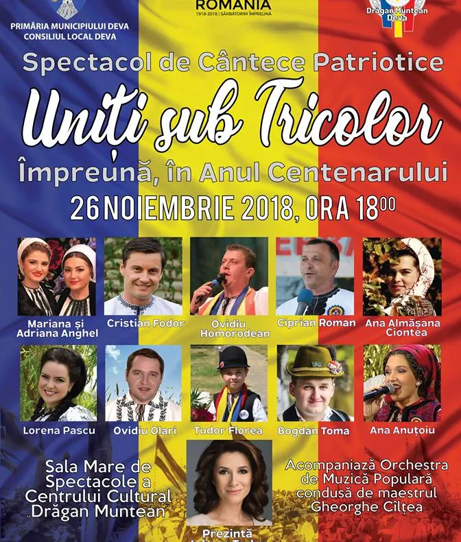 Cele mai frumoase cântece patriotice ale românilor se vor auzi la centrul cultural din Deva