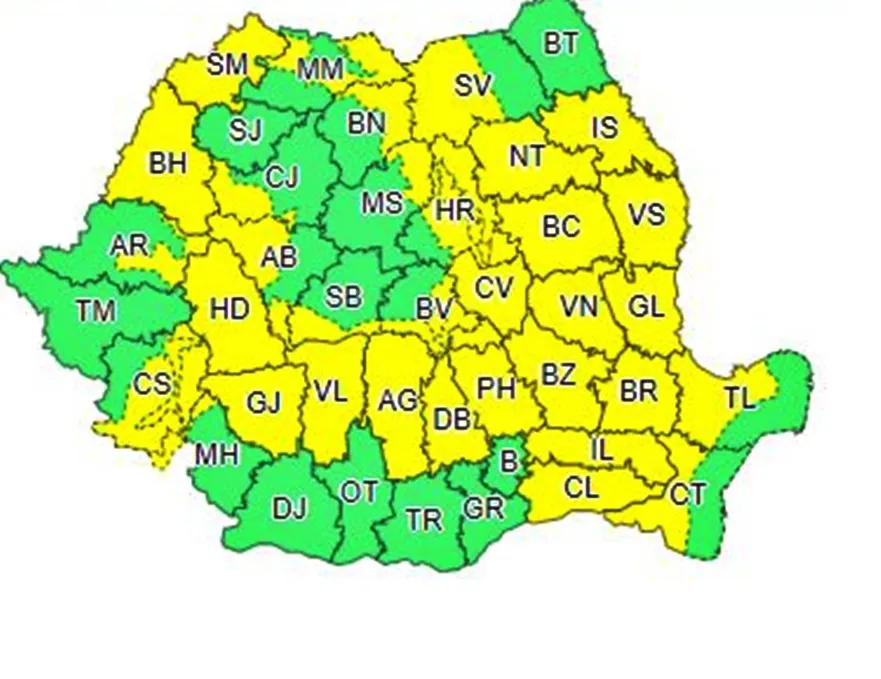 Vreme instabilă. Cod galben de ploi și vijelii până la noapte
