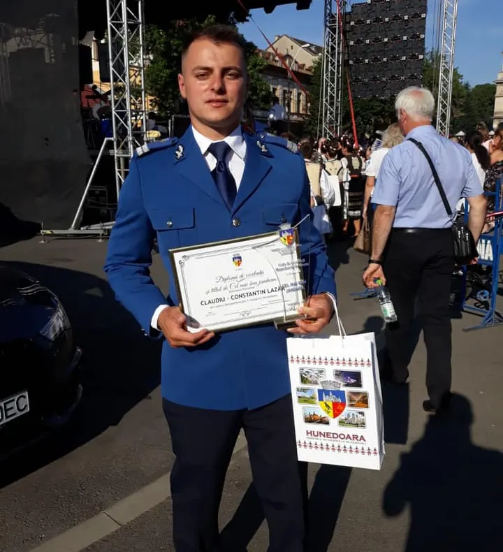 Plutonierul Claudiu Constantin Lazăr, desemnat „Cel mai bun jandarm din municipiul Hunedoara”