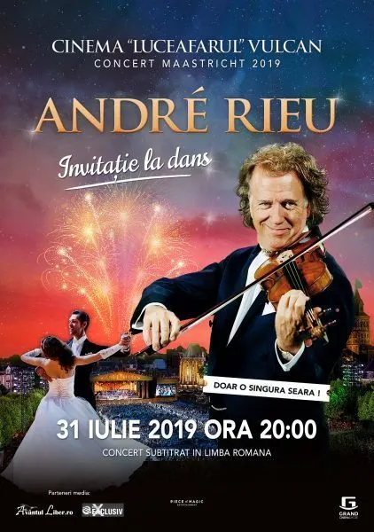 Concertul de vară de la Maastricht al lui André Rieu va fi în direct la Cinema Luceafărul din Vulcan