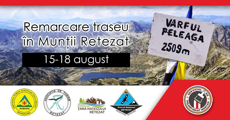 Voluntarii vor remarca o porțiune din traseul de creastă al Munților Retezat