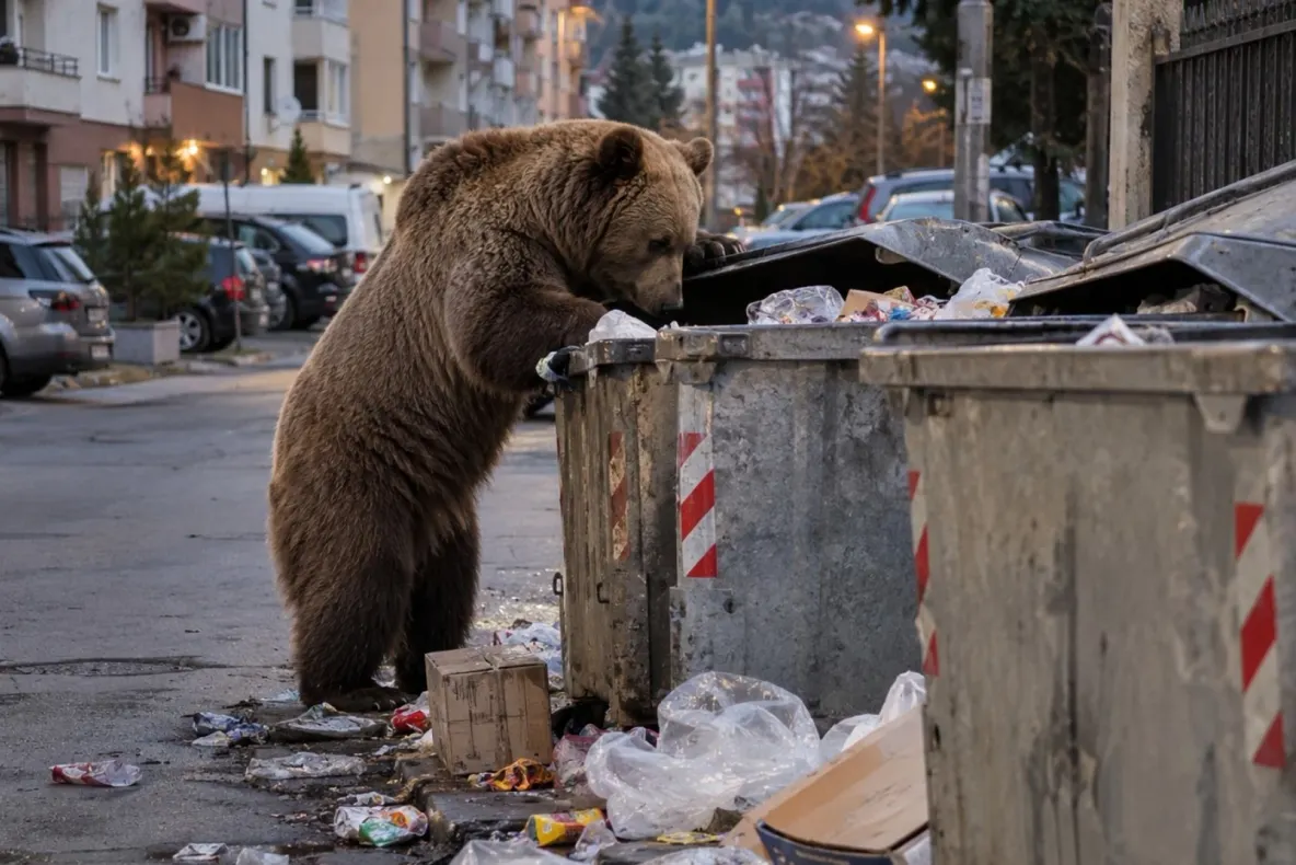 Urs fotografiat pe strada Toamnei din Hunedoara, după alerta RO-ALERT din zona Castelului Corvinilor