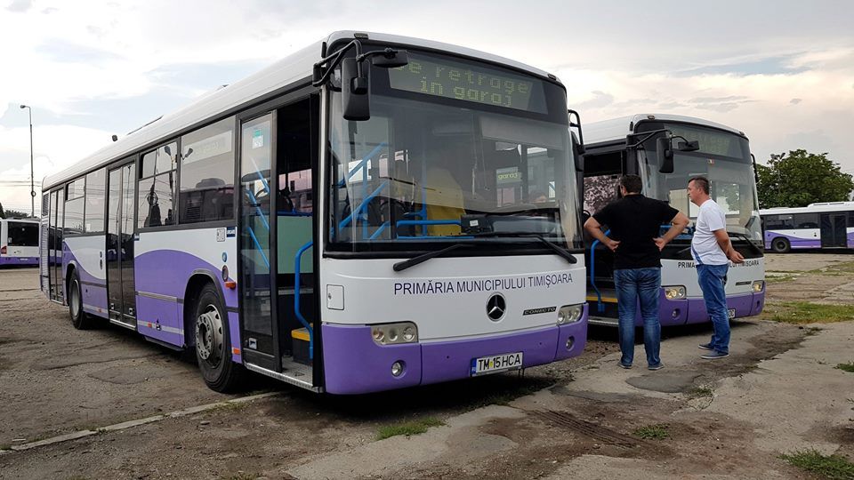FOTO| Autobuzele închiriate de municipalitate de la Timişoara, aduse, astăzi, la Deva
