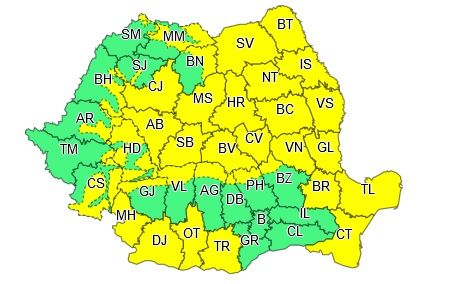 Cod galben de vânt puternic, în județul Hunedoara, până la noapte