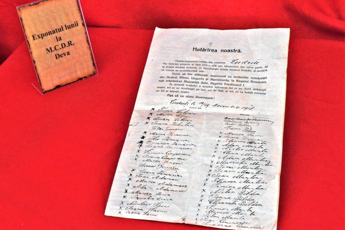 Un document al Unirii poate fi admirat, luna aceasta, la muzeul din Deva