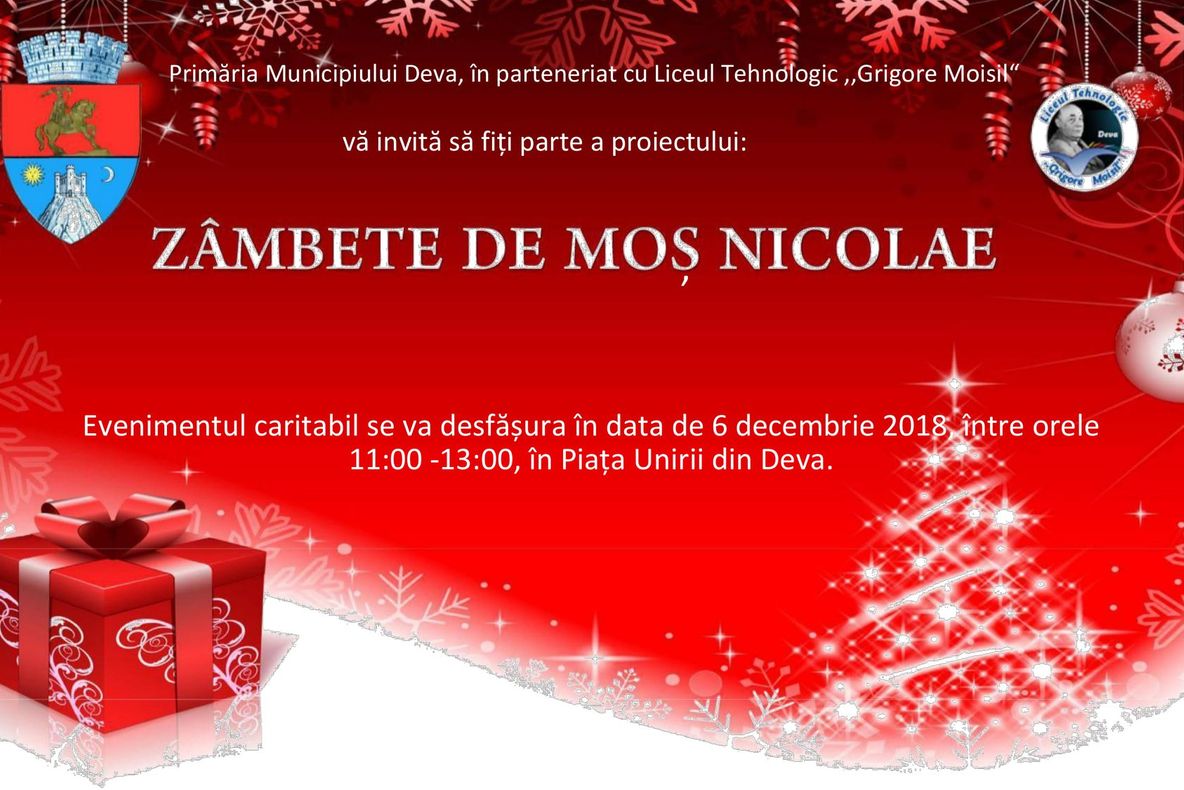 „Zâmbete de Moș Nicolae”, la Deva. Acțiune caritabilă pentru copiii sărmani din oraș