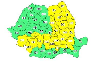 Sudul judeţului Hunedoara, sub cod galben de vreme rea