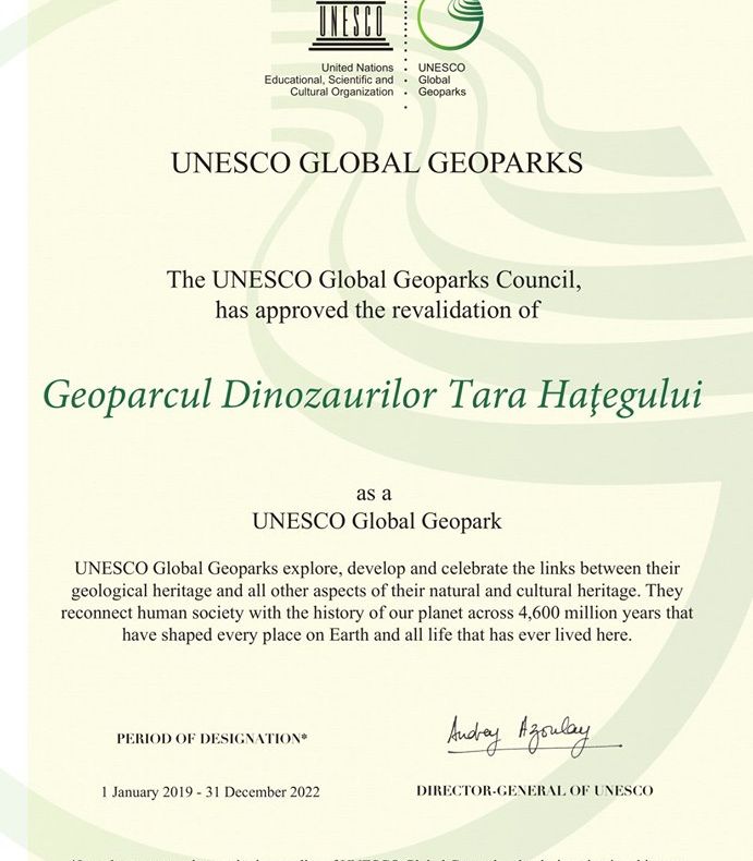 Geoparcul Dinozaurilor rămâne cu statutul UNESCO