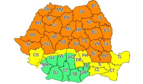 Cod portocaliu de vijelii, valabil și pentru județul Hunedoara, până la noapte