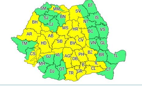 Meteo-alert. Județul Hunedoara, sub Cod galben de ploi până joi