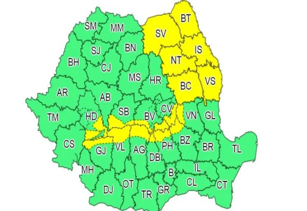 Avertizare meteo cod galben de ninsori și viscol