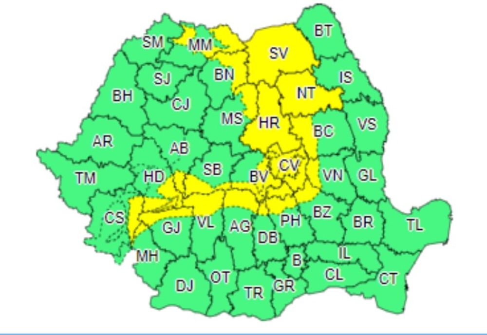 ANM a anunțat cod galben de vreme rea, ninsori moderate dar și viscol