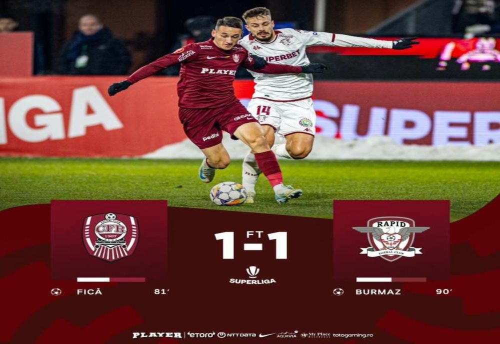 FOTBAL: CFR CLUJ - RAPID 1-1, ÎN SUPERLIGĂ