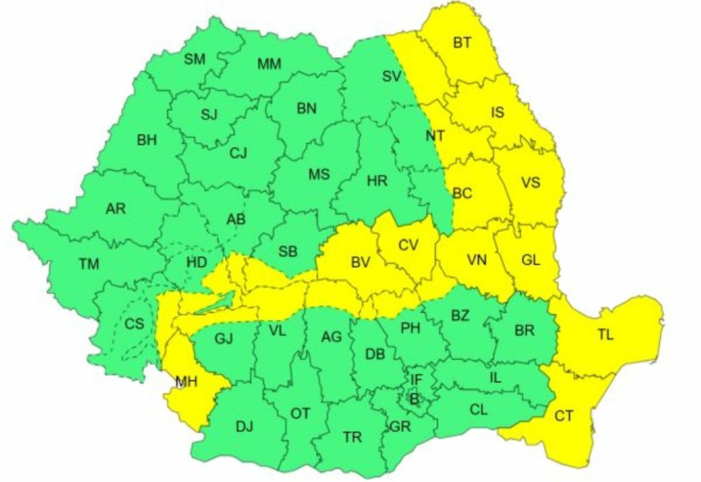 ANM: ATENȚIONĂRI COD GALBEN DE INTENSIFICĂRI ALE VÂNTULUI ÎN 23 DE JUDEȚE