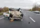 Cascadorie fără voie pe dealul Hațegului. O mașină de la „Fares” Orăștie, cu roțile în sus